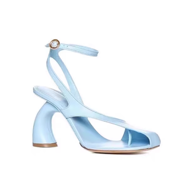 ZACIE Ankle Strap Curved Heel Sandals