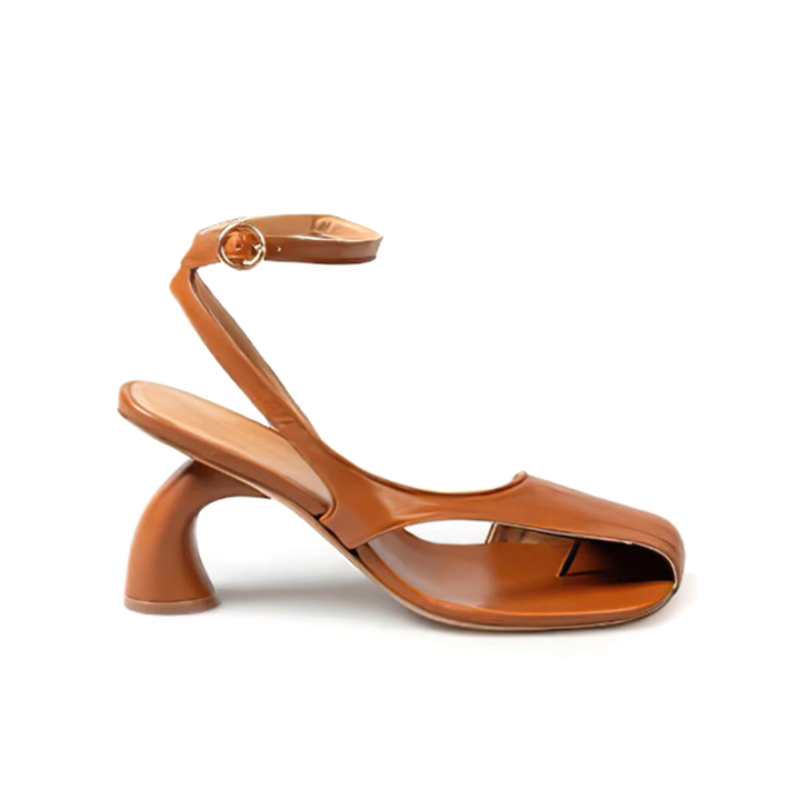 ZACIE Ankle Strap Curved Heel Sandals