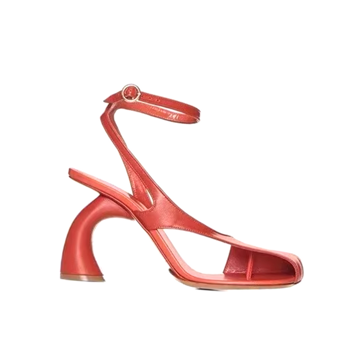 ZACIE Ankle Strap Curved Heel Sandals