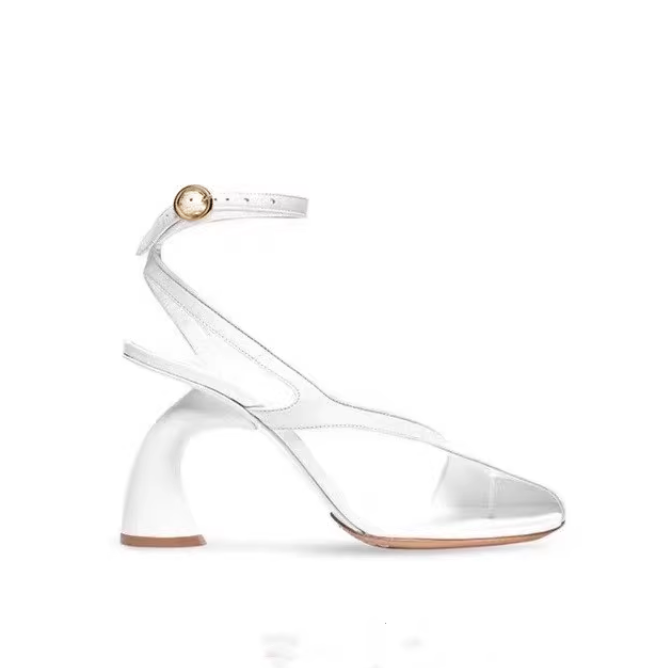 ZACIE Ankle Strap Curved Heel Sandals