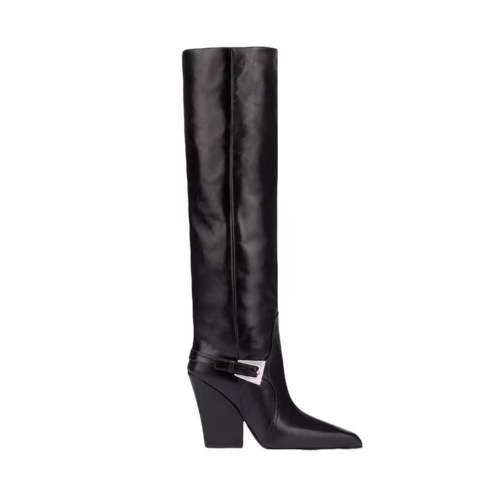 ZAVOR Buckled Block Heel Knee High Boots