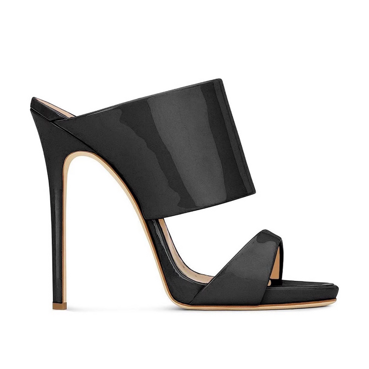 ZAVRU Patent Leather Mules Sandals