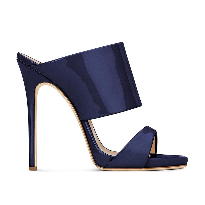 ZAVRU Patent Leather Mules Sandals