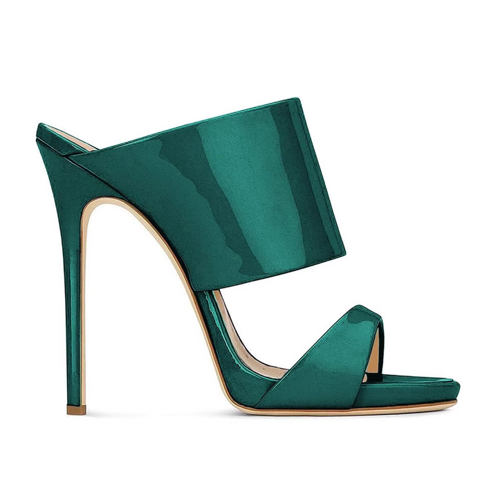 ZAVRU Patent Leather Mules Sandals