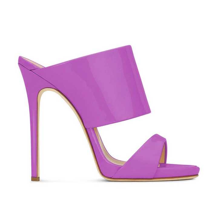 ZAVRU Patent Leather Mules Sandals
