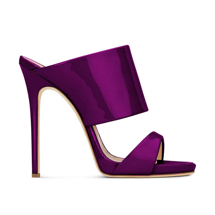 ZAVRU Patent Leather Mules Sandals
