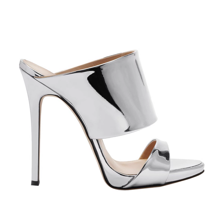 ZAVRU Patent Leather Mules Sandals