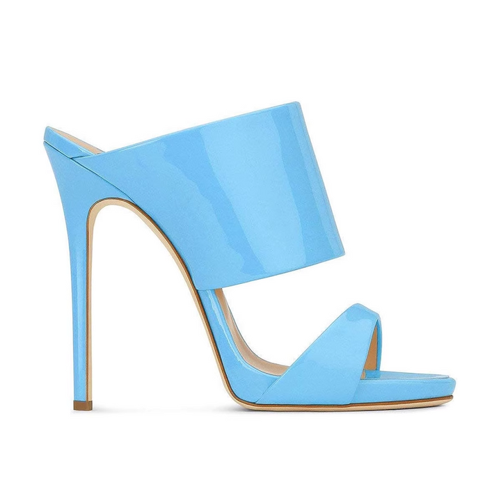 ZAVRU Patent Leather Mules Sandals