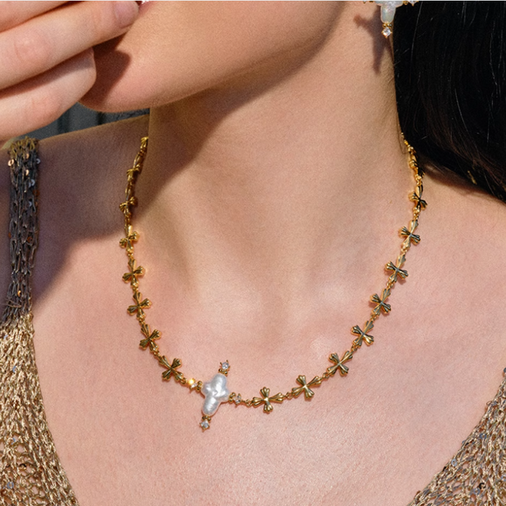 ZENCO Pearl Cross Necklace