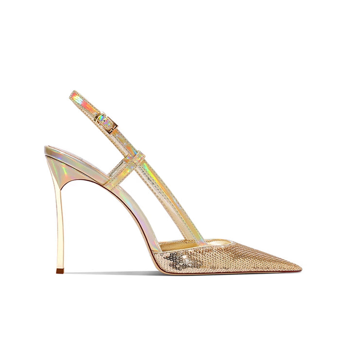 ZUBAI Sequinned Mid Heel Sandals - 8cm