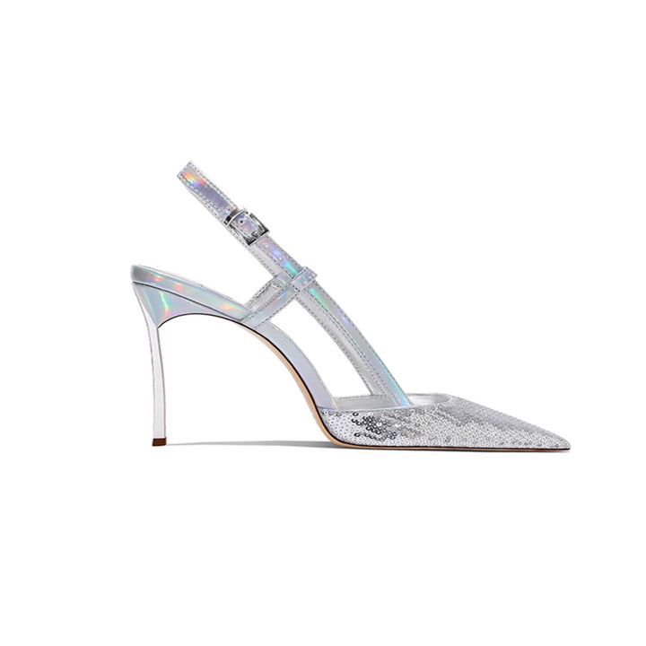 ZUBAI Sequinned Mid Heel Sandals - 6cm
