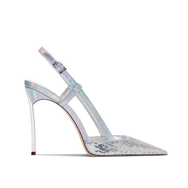 ZUBAI Sequinned Mid Heel Sandals - 8cm