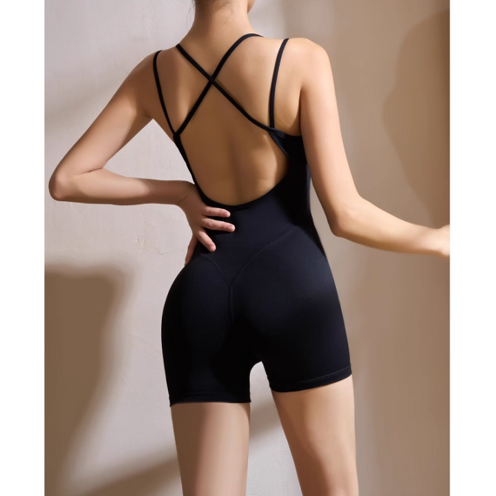 ZUIVA Yoga Pilates Backless Fitted Bodysuit Activewear