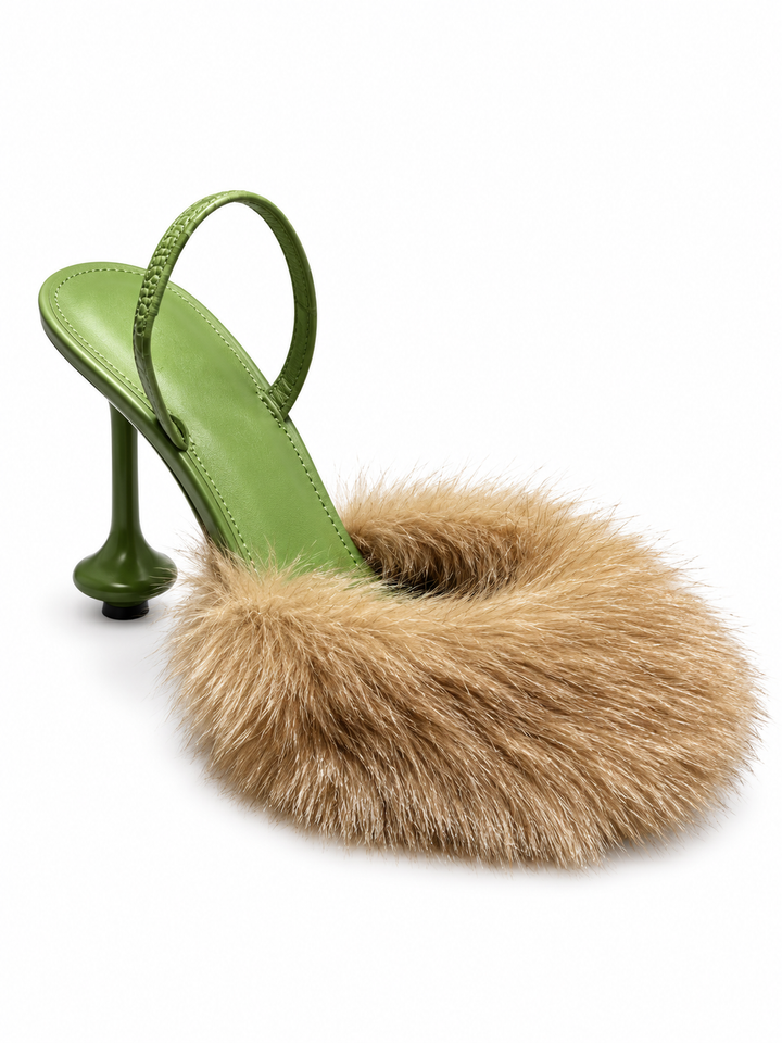 ZUOTI FUR HIGH HEEL SANDALS