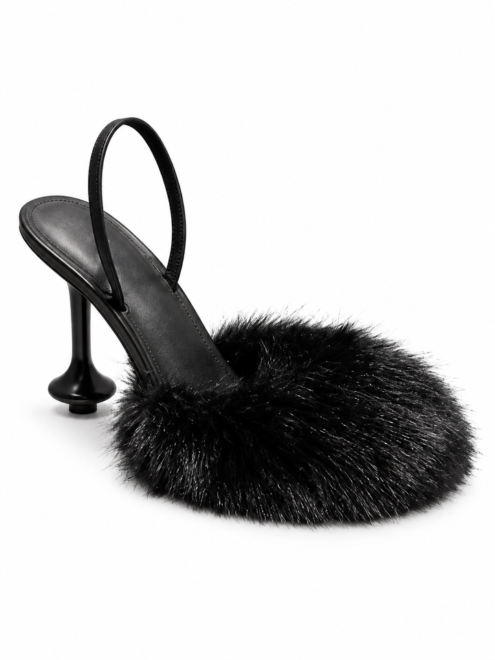 ZUOTI FUR HIGH HEEL SANDALS