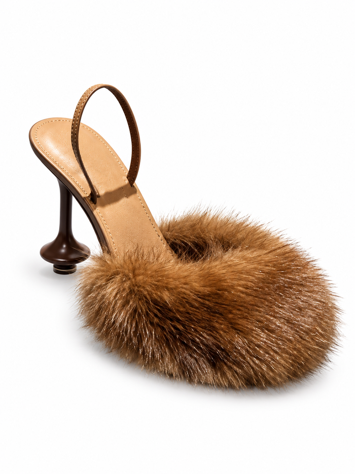 ZUOTI FUR HIGH HEEL SANDALS