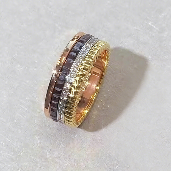 CIUAO Single Row Ceramic Diamond Gear Ring