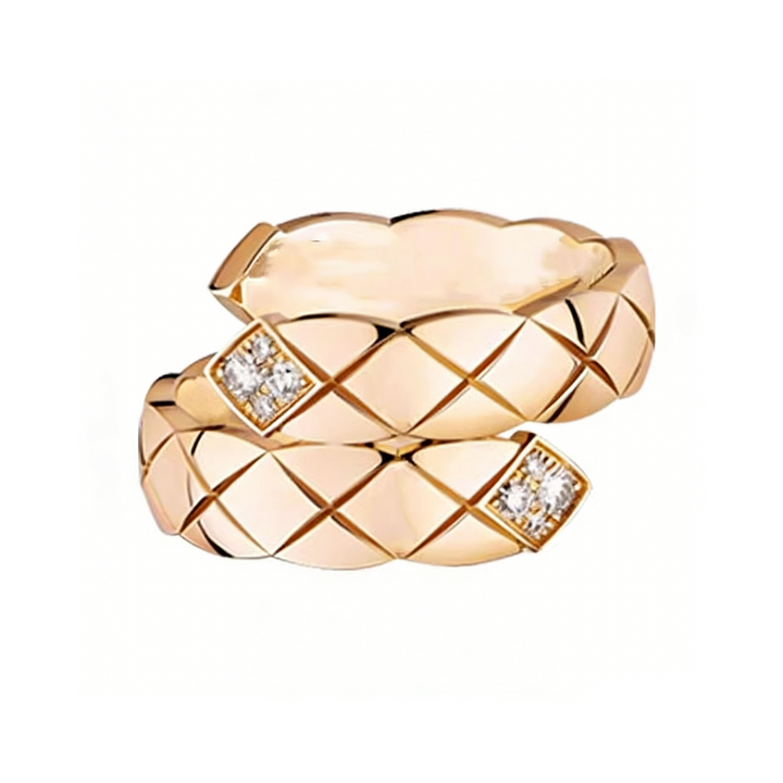 GINEI Wide Diamond-Accented Quilted Ring