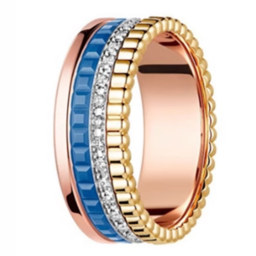 CIUAO Single Row Ceramic Diamond Gear Ring