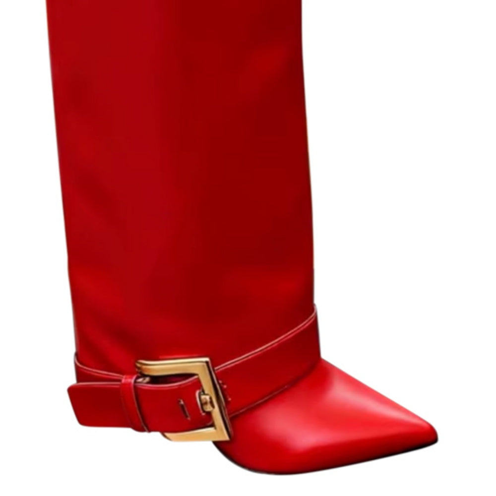 VUXIC Buckled Knee High Boots - 10cm