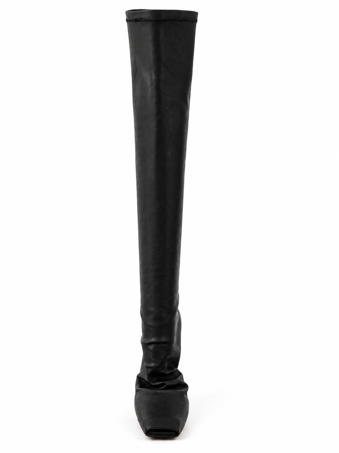SAVDU LEATHER SCULPTURED HEEL OVER THE KNEE BOOTS