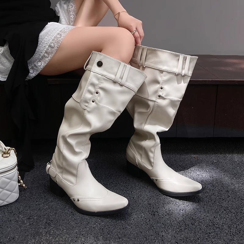 AVOCE Buckled Knee High Boots