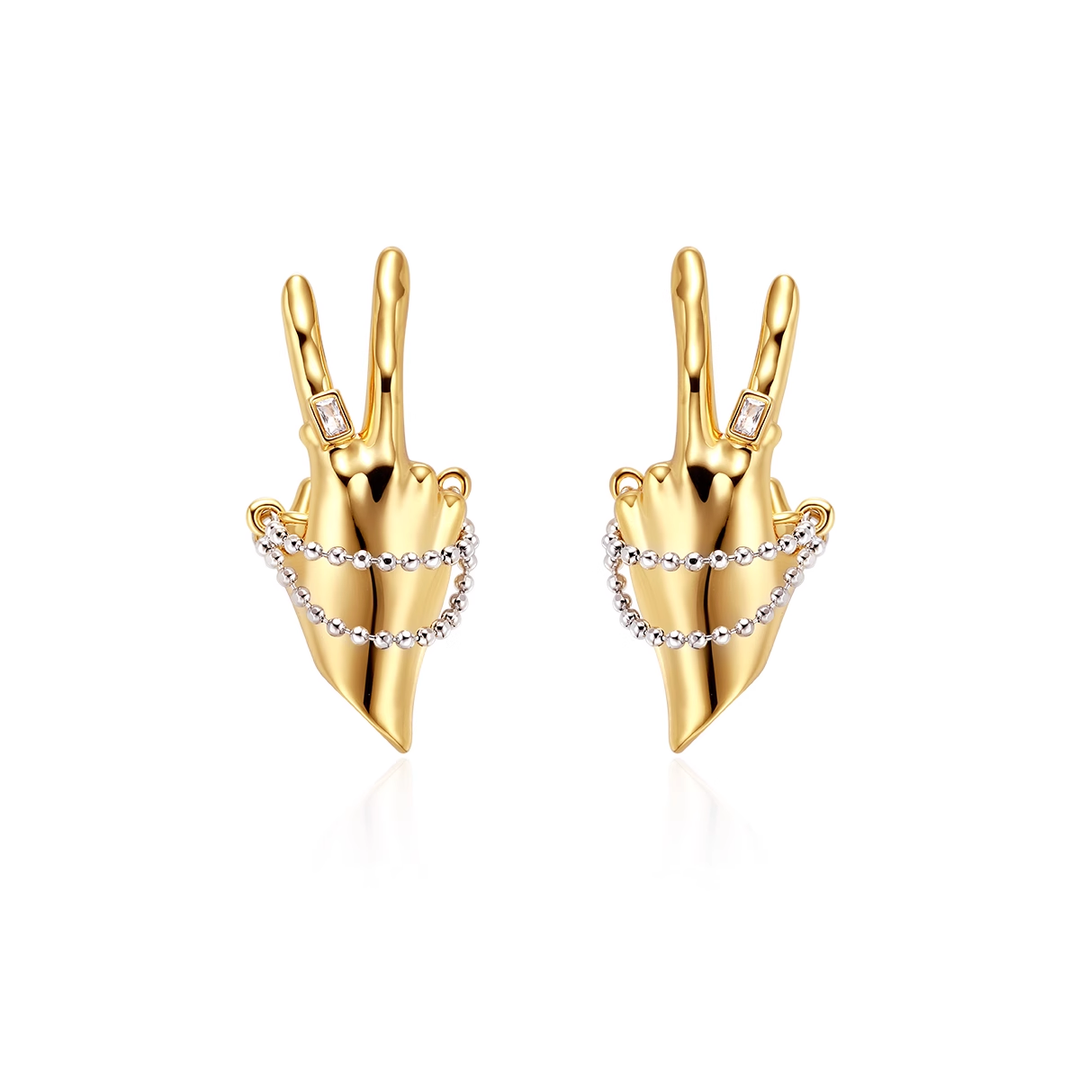 BUVIT Diamante Finger Earrings - Pair