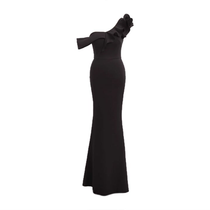 CAROV Ruffled Off-Shoulder Evening Dress Gown