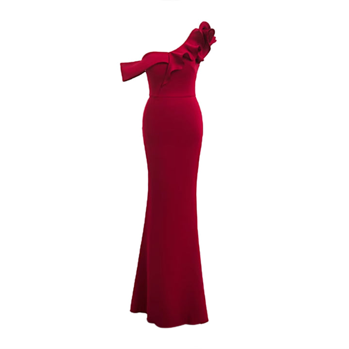 CAROV Ruffled Off-Shoulder Evening Dress Gown