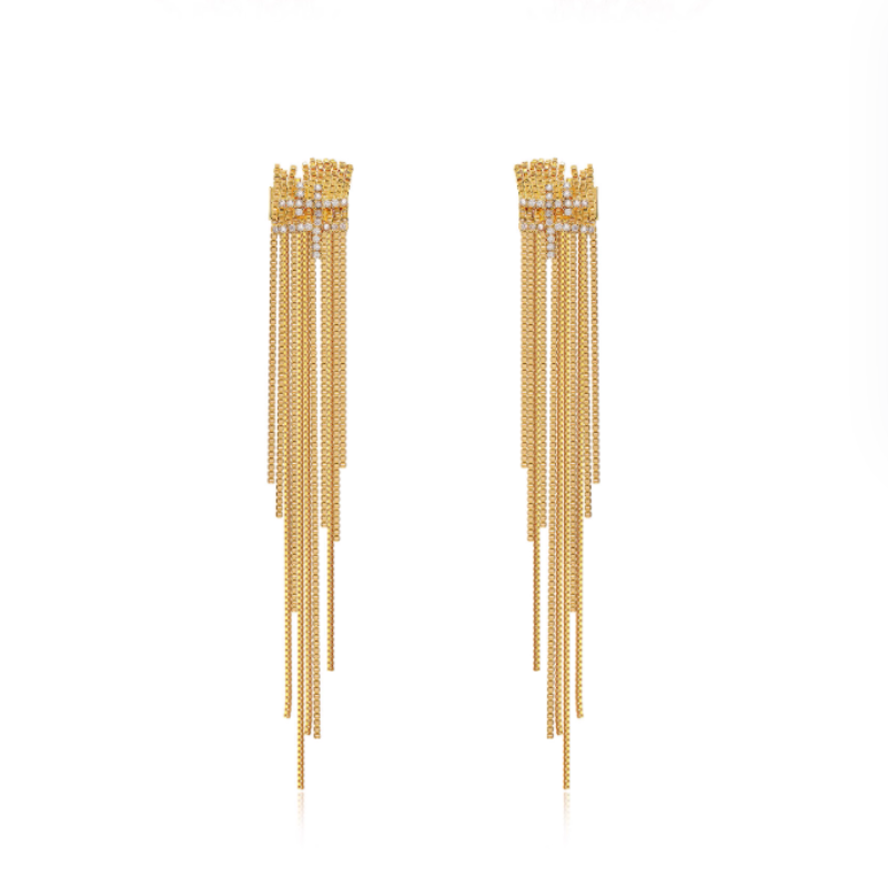 CULEV Diamante Fringed Earrings - Pair