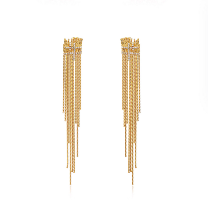 CULEV Diamante Fringed Earrings - Pair