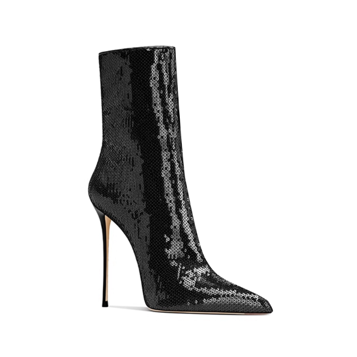 CURIK Sequinned Stiletto Heel Ankle Boots - 10cm