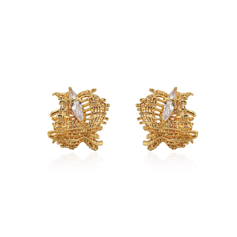 DAIVE Diamante Braided Earrings - Pair