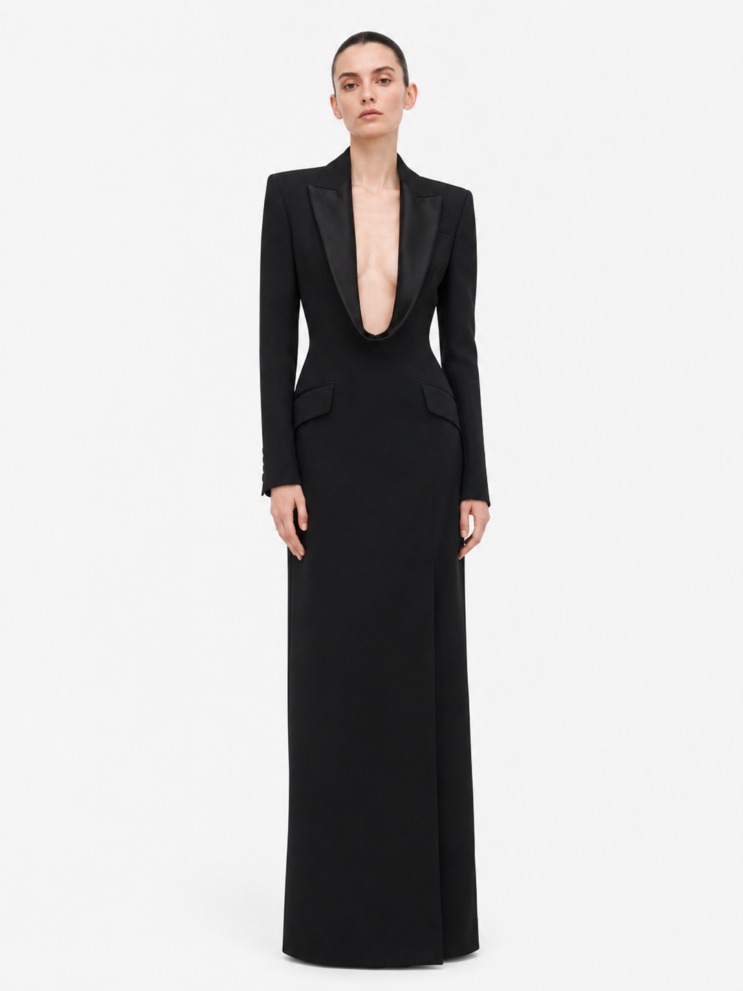 DECTI Deep V Evening Dress Gown