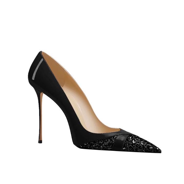 DESRA Sequinned Mid Heel Pumps - 8cm