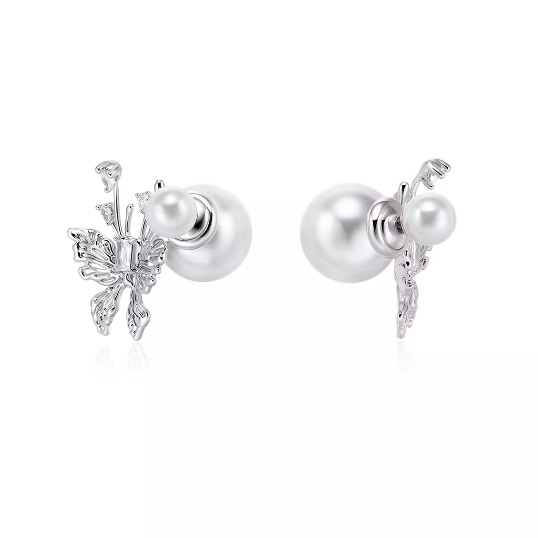 DIASV Butterfly Pearl Earrings - Pair