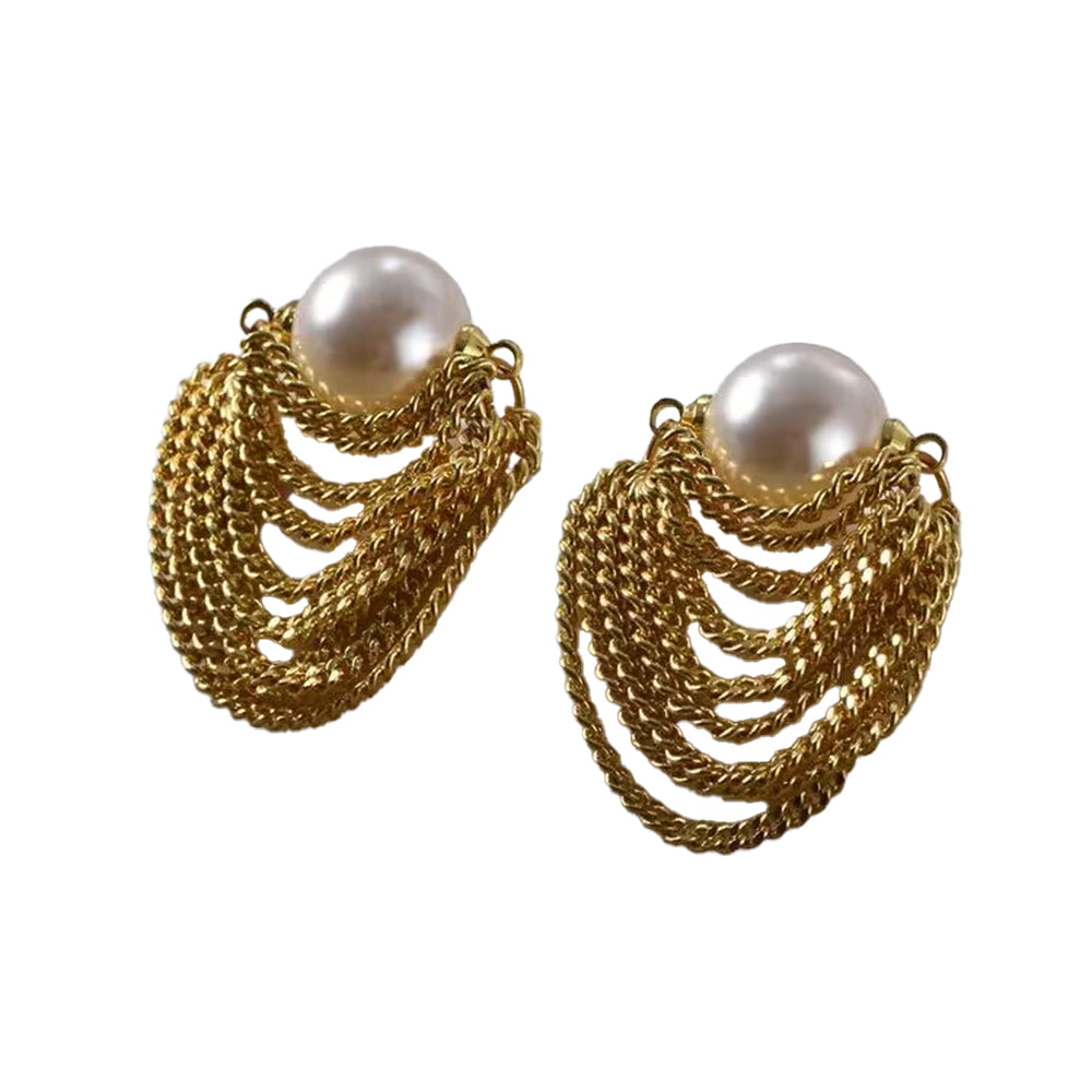 DIVCE Pearl And Chain Earrings - Pair