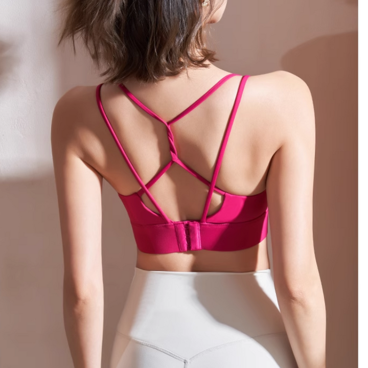 DOVTI Yoga Pilates Back Cross Fitted Sports Bra