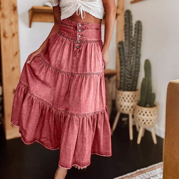 FEITO Button Midi Skirt