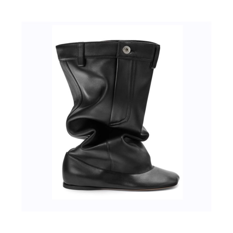 FEVIU Wedged Heel Leather Ankle Boots
