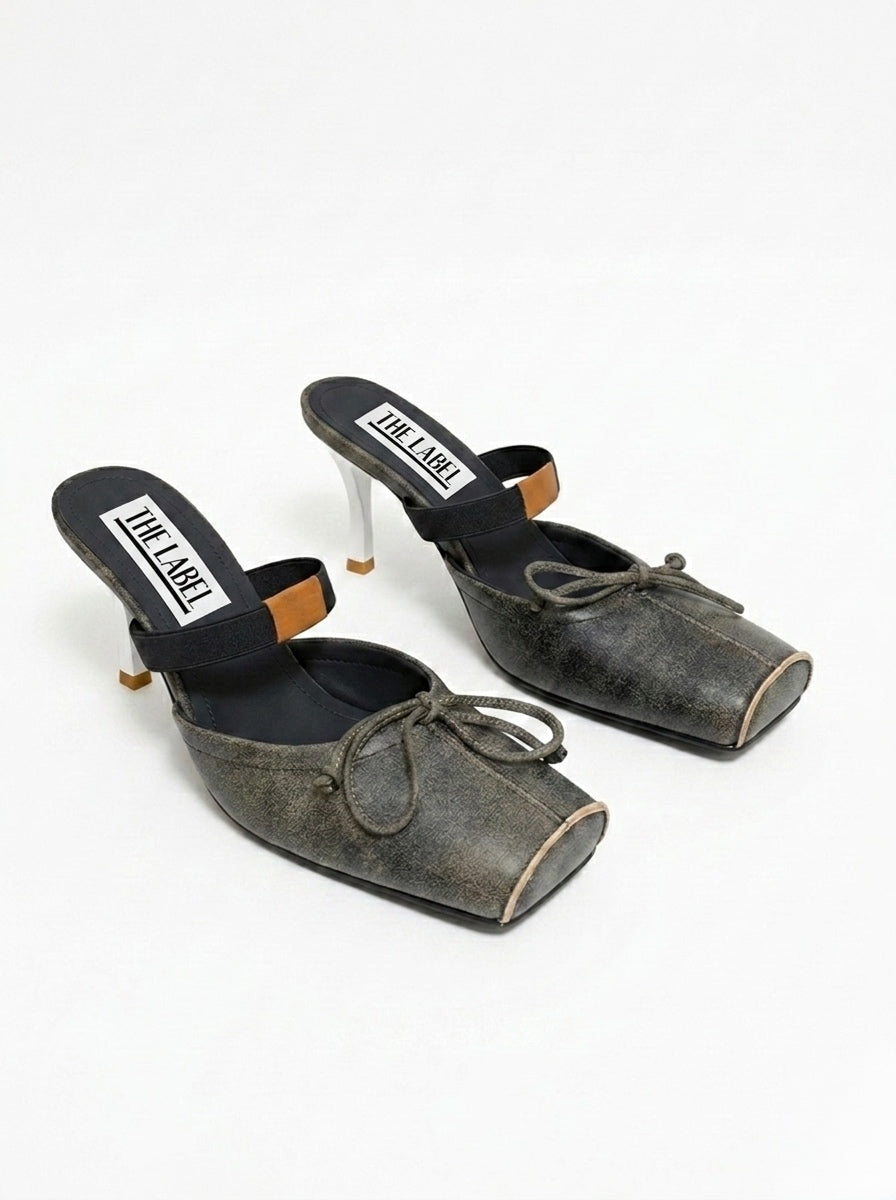 FOECA BOW SLINGBACK HIGH HEEL SANDALS