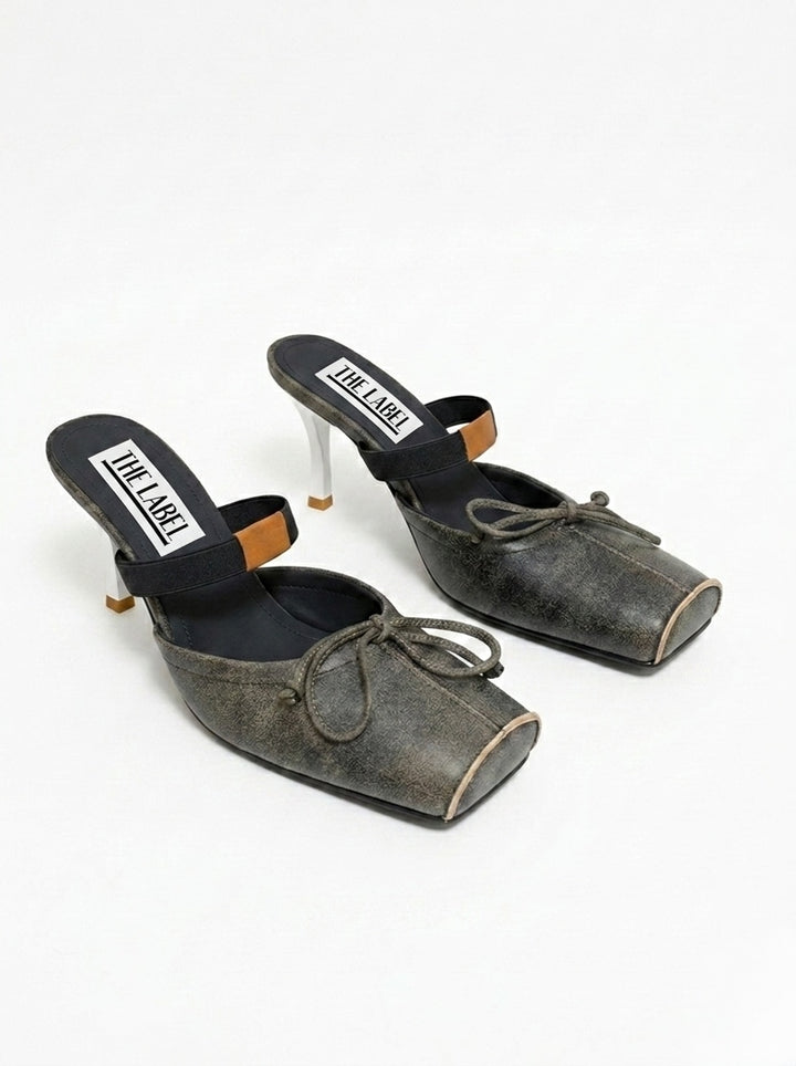 FOECA BOW SLINGBACK HIGH HEEL SANDALS