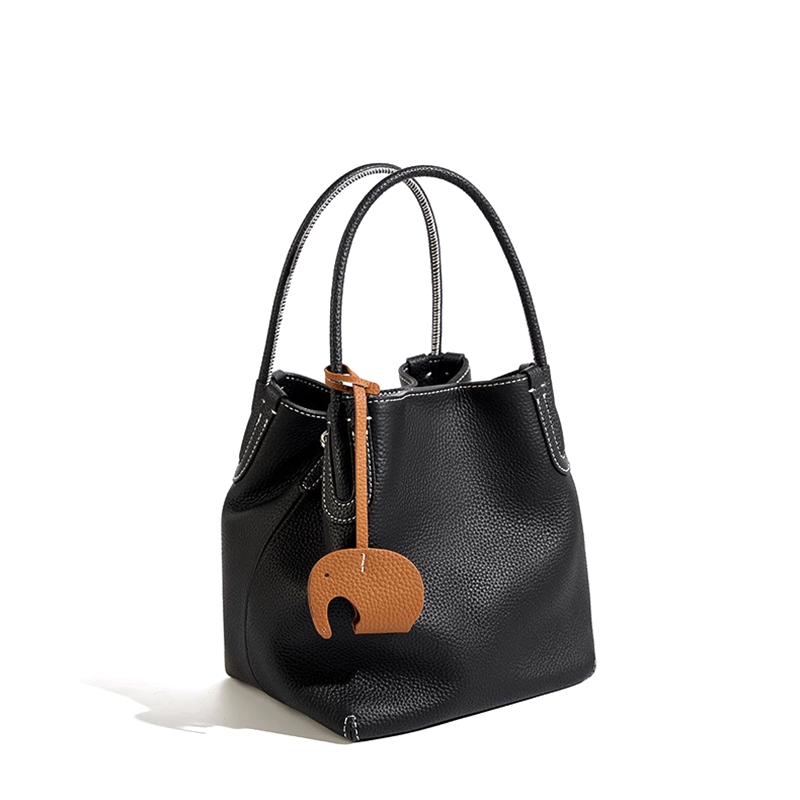 FONAC Leather Bucket Bag