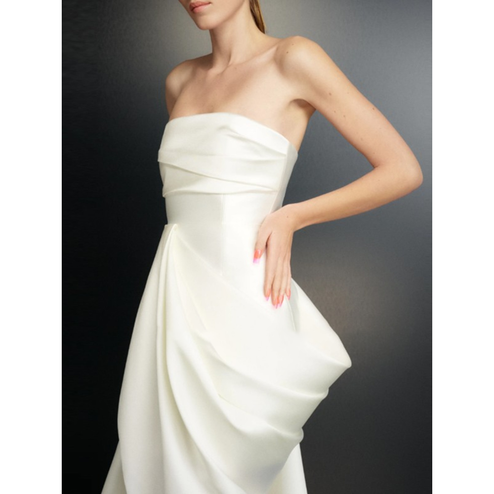 FUKRI Asymmetric Hem Evening Dress Gown