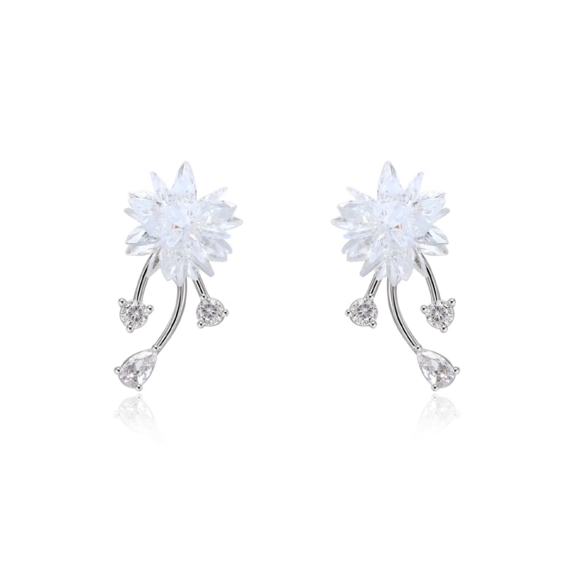 FUVTE Diamante Flower Earrings - Pair