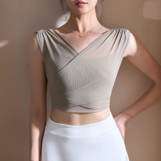 FVOTI Yoga Pilates V Neck Fitted Fitness Top