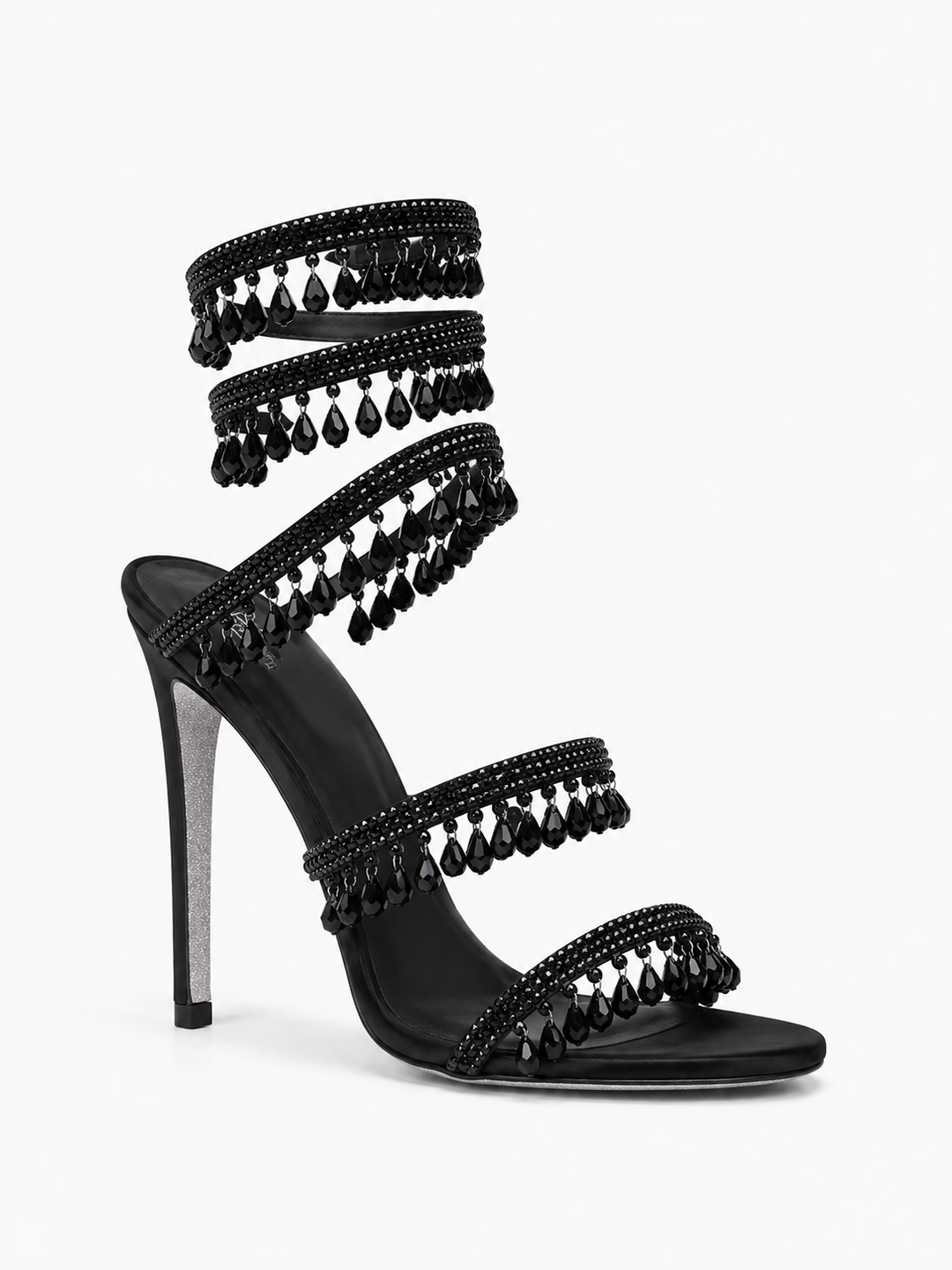 GILDA Serpentina Drip Crystal Wrap Heels Sandals