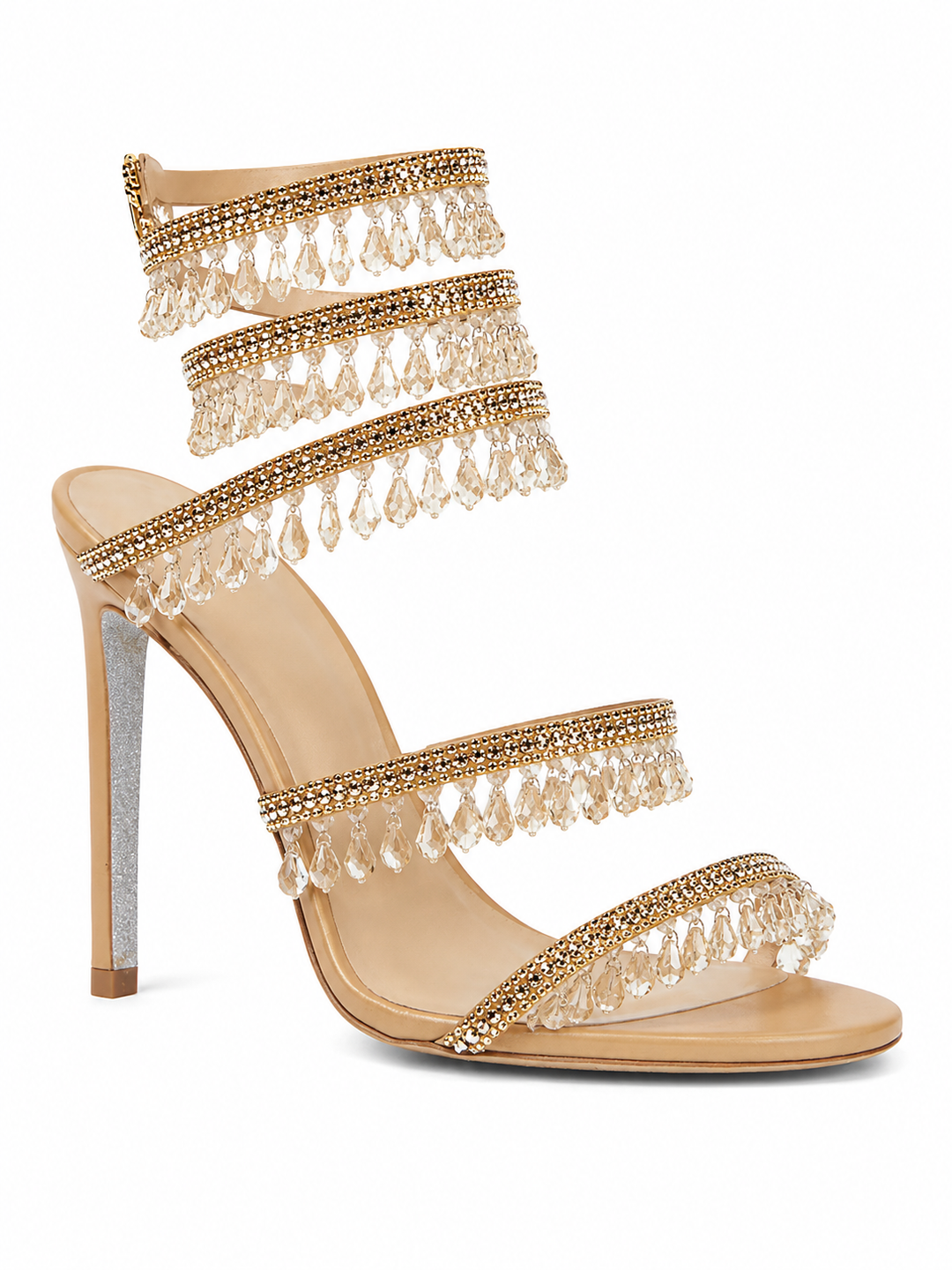 GILDA Serpentina Drip Crystal Wrap Heels Sandals