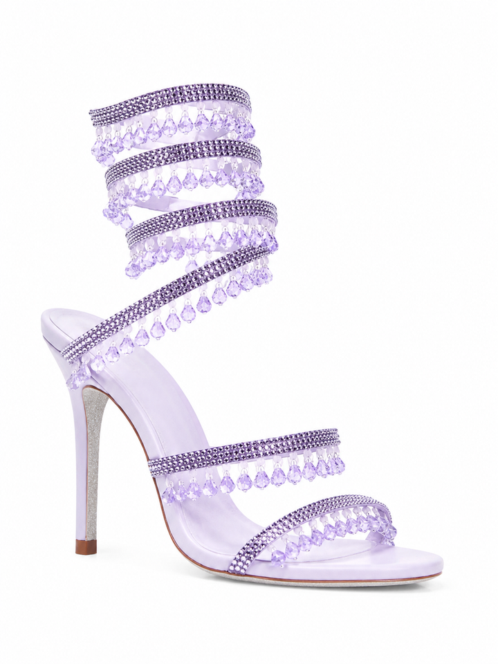 GILDA Serpentina Drip Crystal Wrap Heels Sandals