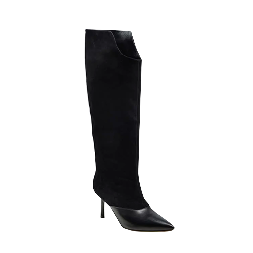 HARIT Leather And Suede Knee High Boots